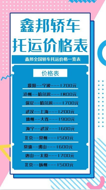 【全國轎車托運價格表】鑫邦運車，讓您的愛車安全抵達！